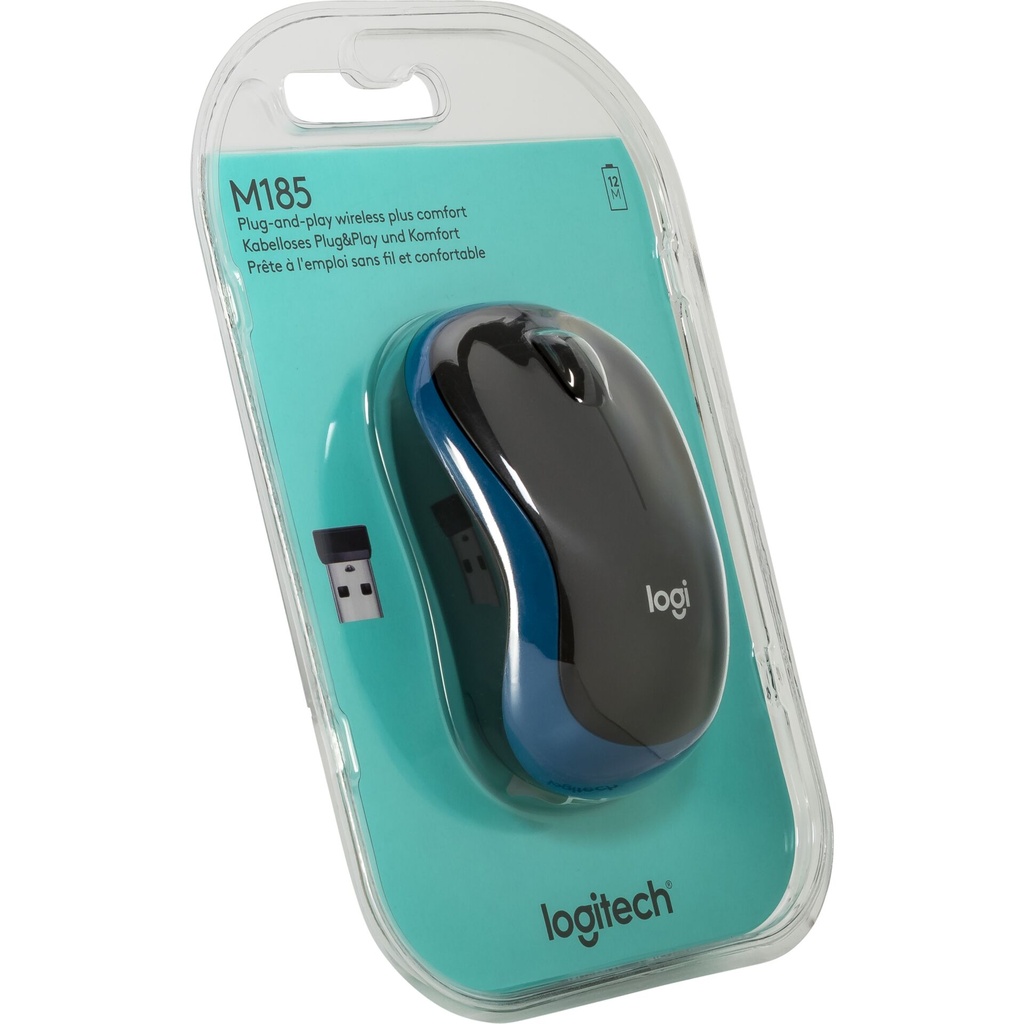 Logitech M 185 Cordless Notebook Mouse USB black / blue