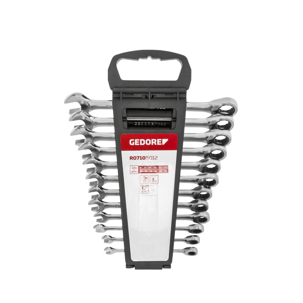 GEDORE red Ratchet Spanner Set metric   12-pieces