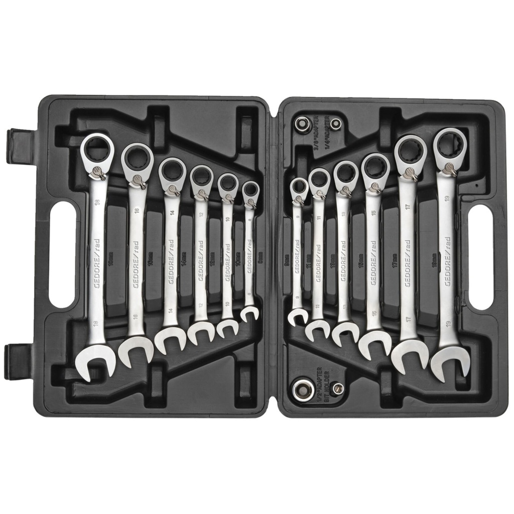 GEDORE red Ratchet Spanner Set metric  16-pieces
