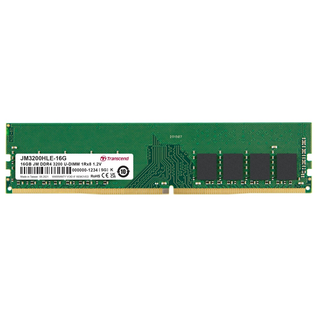 Transcend 16GB DDR4 3200 MT/s UDIMM 288pin 1R x8 unbuffered