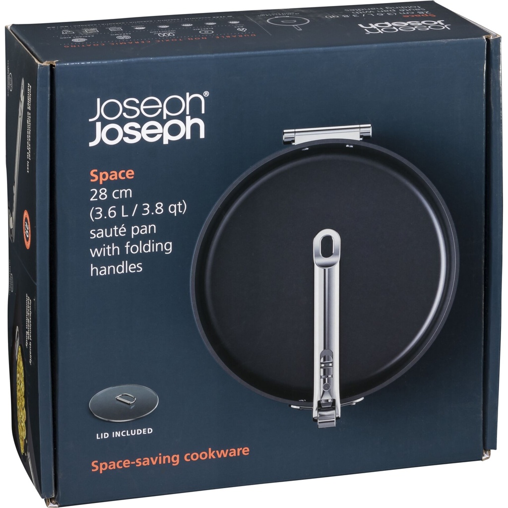 Joseph Joseph Space Fold.Handle Ceram.NS 28cm Blue Saute Pan&Lid