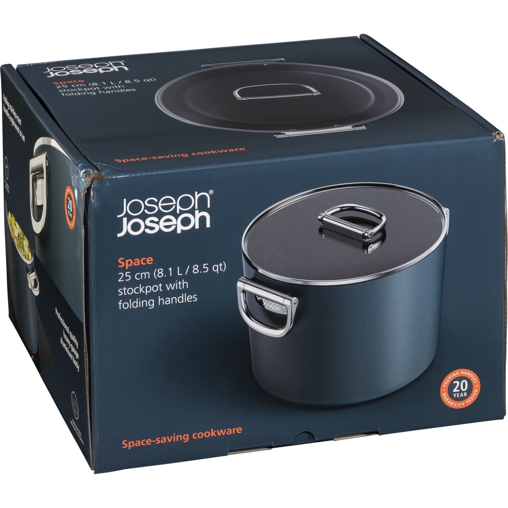 Joseph Joseph Space Fold.Handle Cera.NS 25cm Blue Stock Pot&Lid