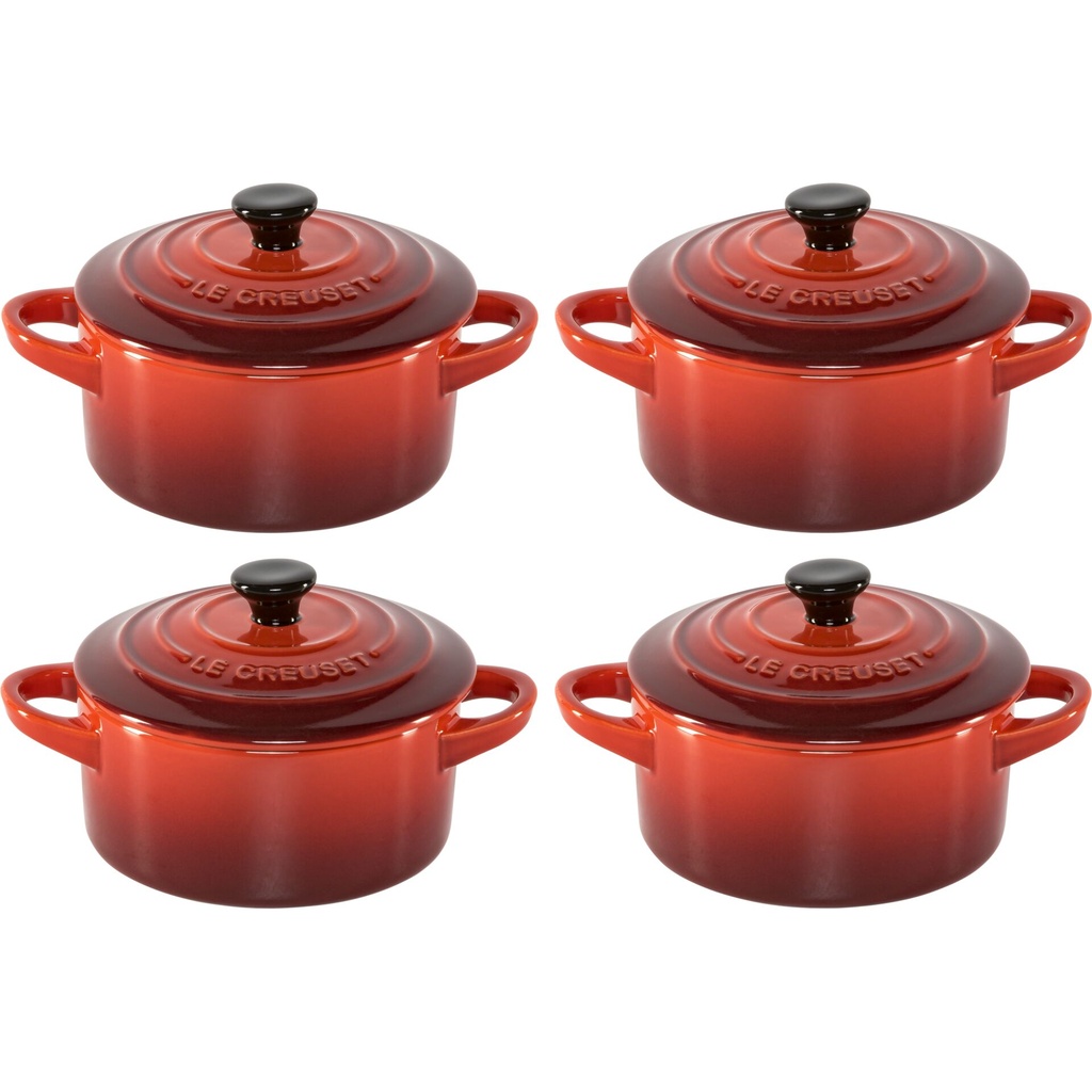Le Creuset Stoneware Set of 4 petite Casseroles 10x5cm volcan.