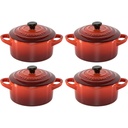 Le Creuset Stoneware Set of 4 petite Casseroles 10x5cm volcan.
