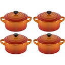 Le Creuset Stoneware Set of 4 petite Casseroles 10x5cm volcan.