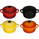 Le Creuset Stoneware Set of 4 petite Casseroles 10x5cm red