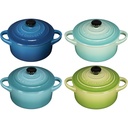 Le Creuset Stoneware Set of 4 petite Casseroles 10x5cm ocean