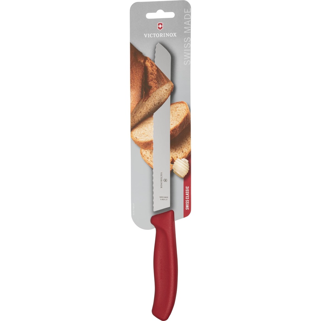 Victorinox Swiss Classic 21cm bread knife Wellenschliff red
