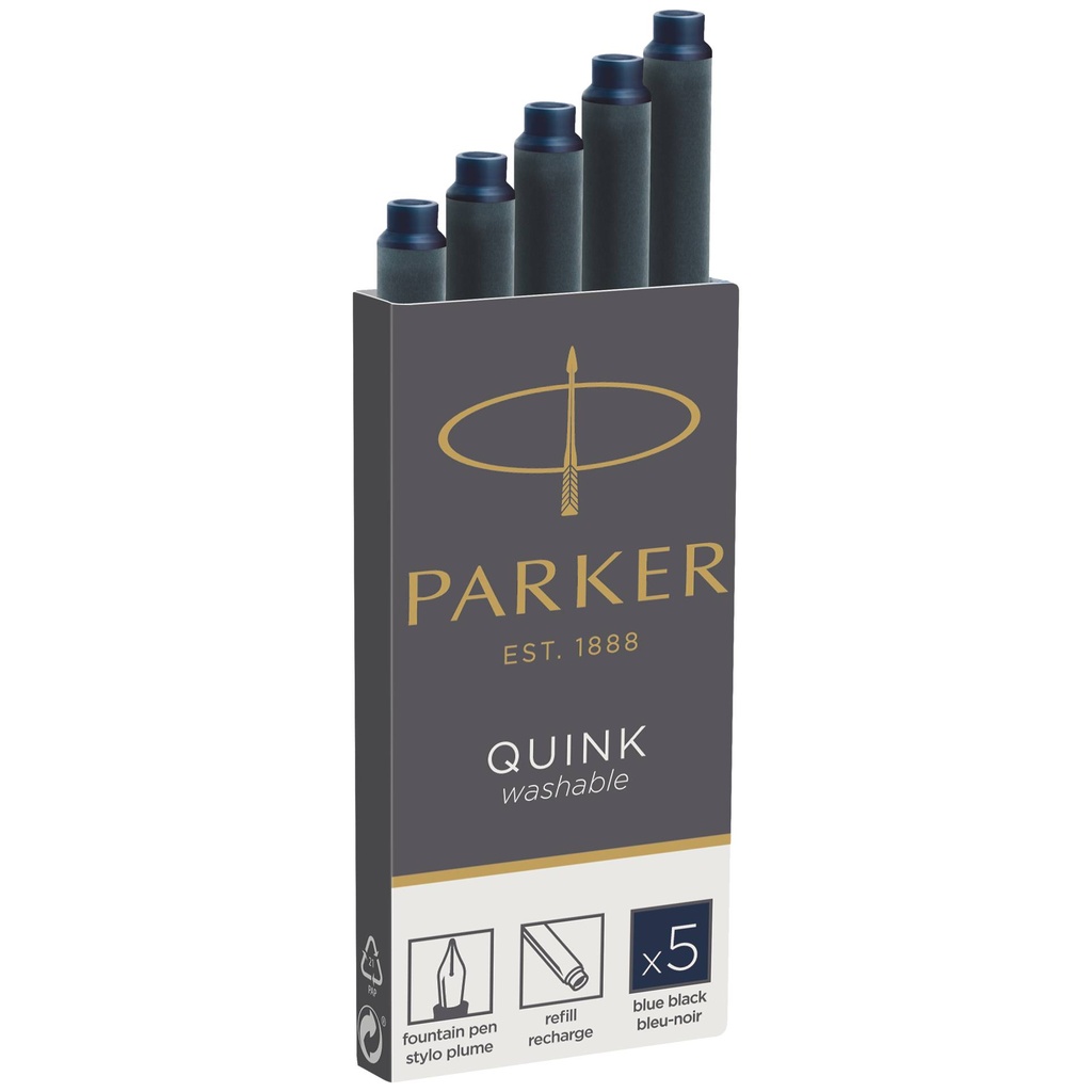 1x5 Parker ink cartridge Quink blue black