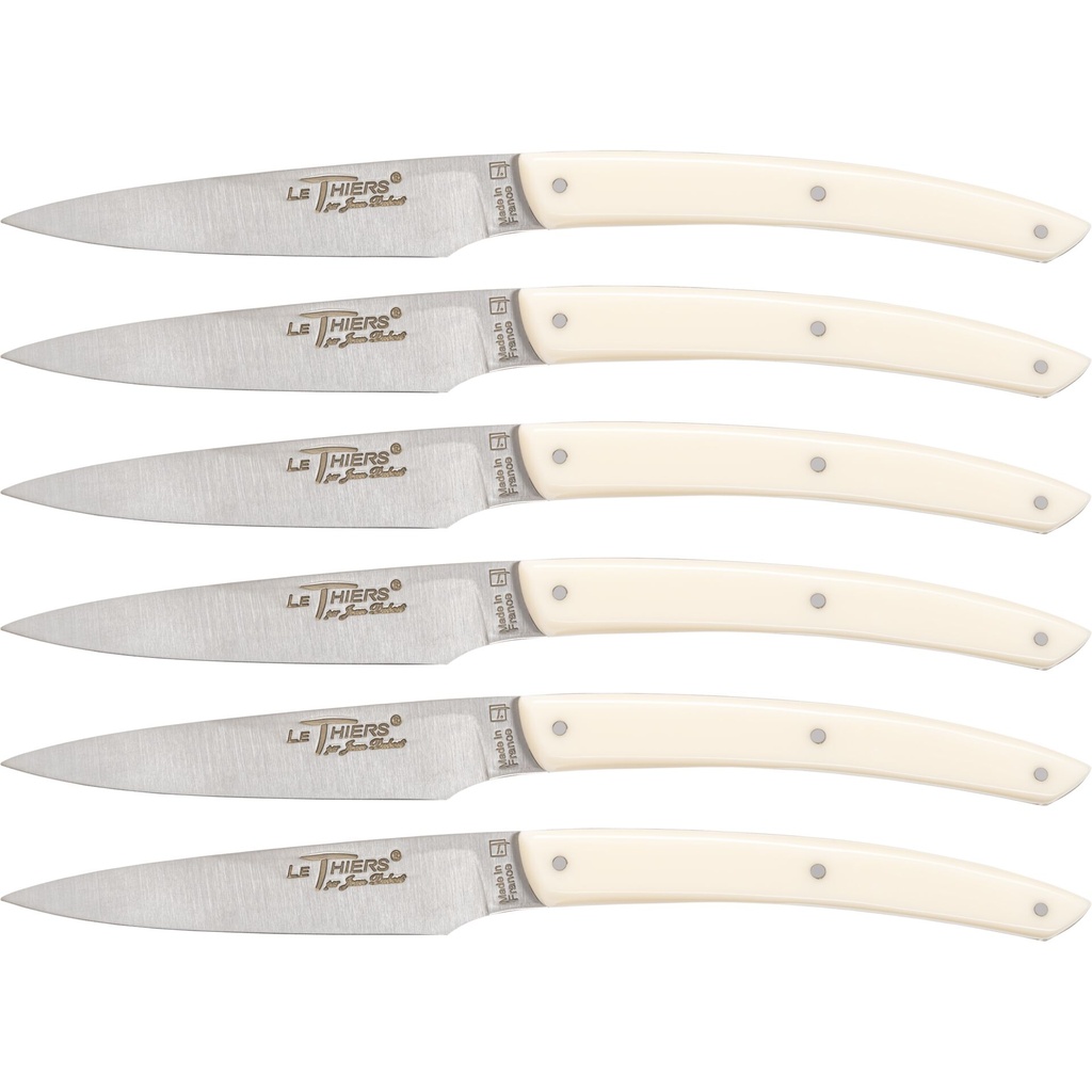 Laguiole Jean Dubos Knife Set 6 pcs., Acrylic Ivory