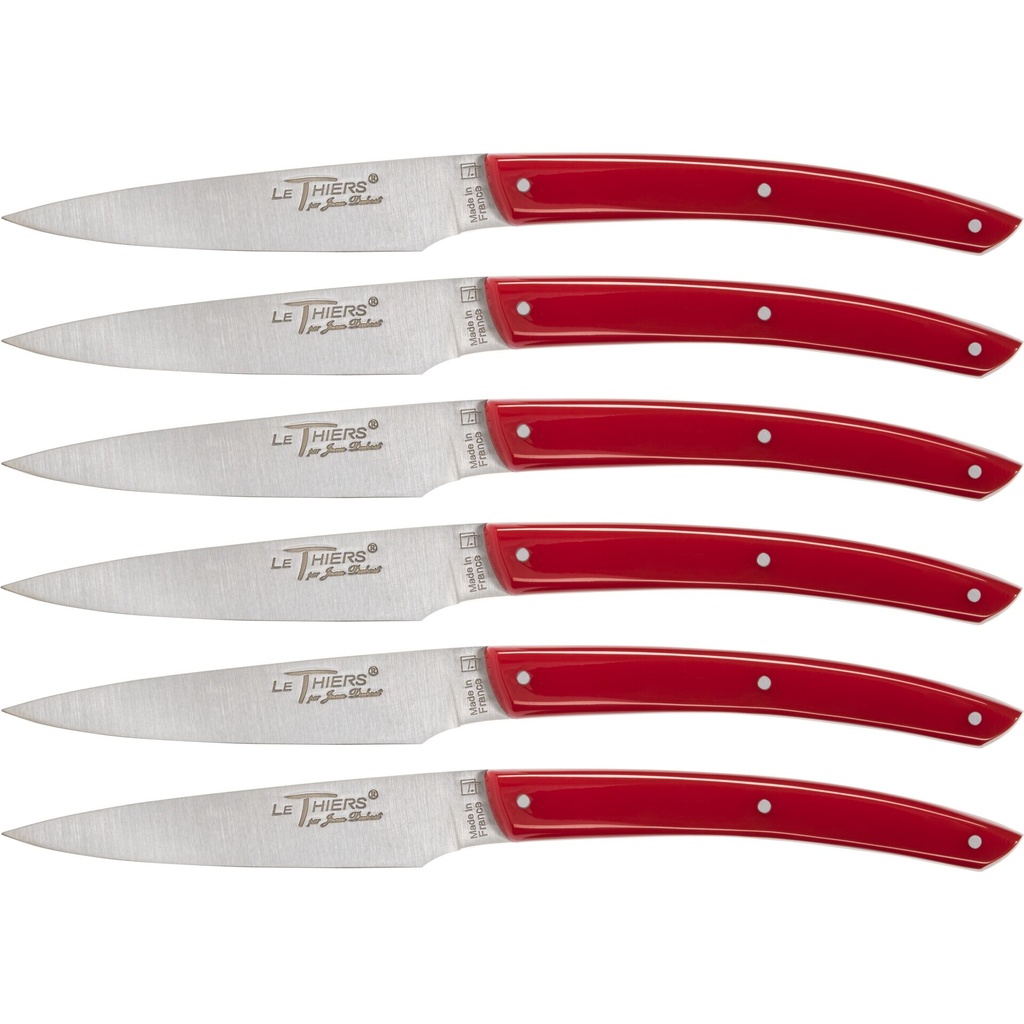 Laguiole Jean Dubost Knife Set 6 pcs., Acrylic Red