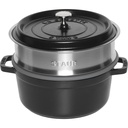Staub La Cocotte 24cm rund, mit Dämpfeinsatz, schwarz