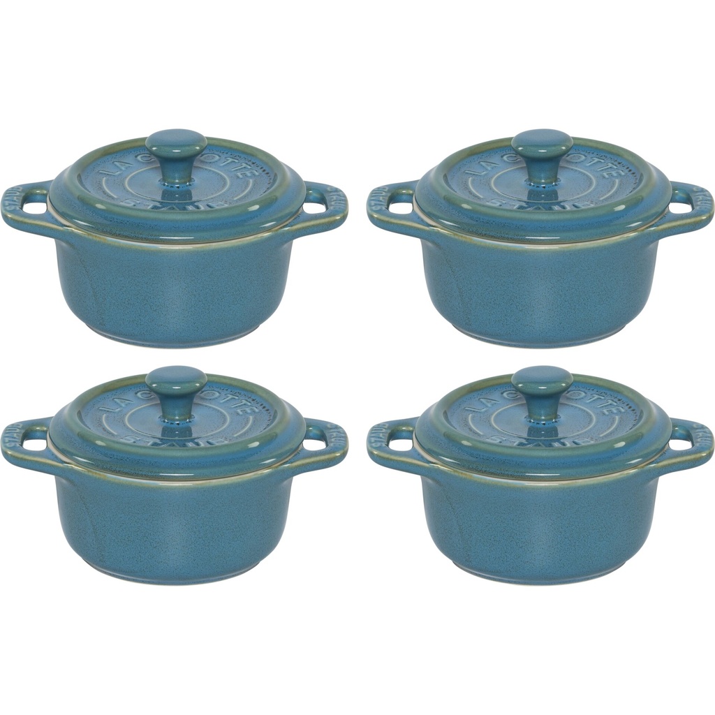 Staub Mini Cocotte Set 4-tlg. rund, Keramik, antik-türkis