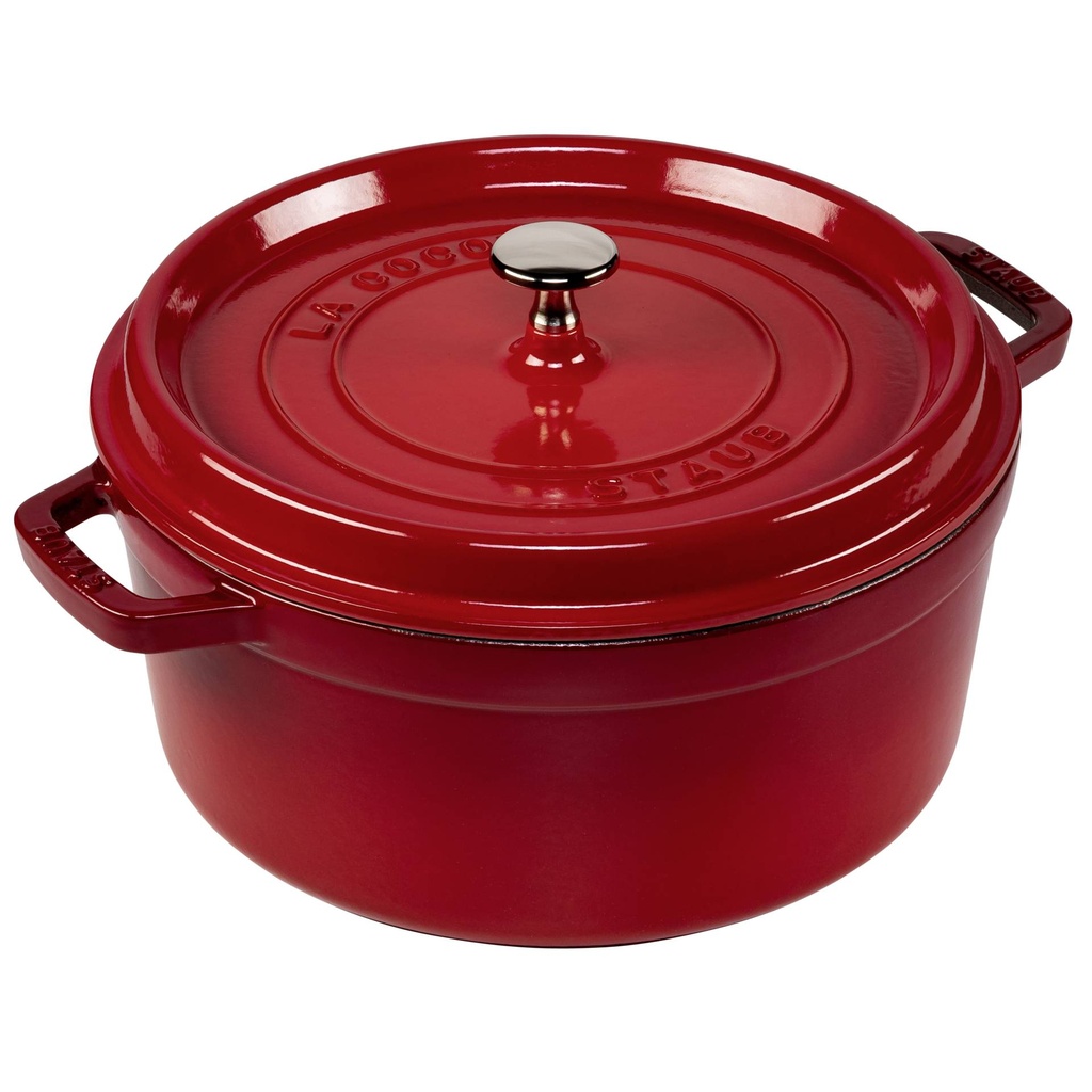 Staub Round Cocotte, 26cm cast iron, cherry