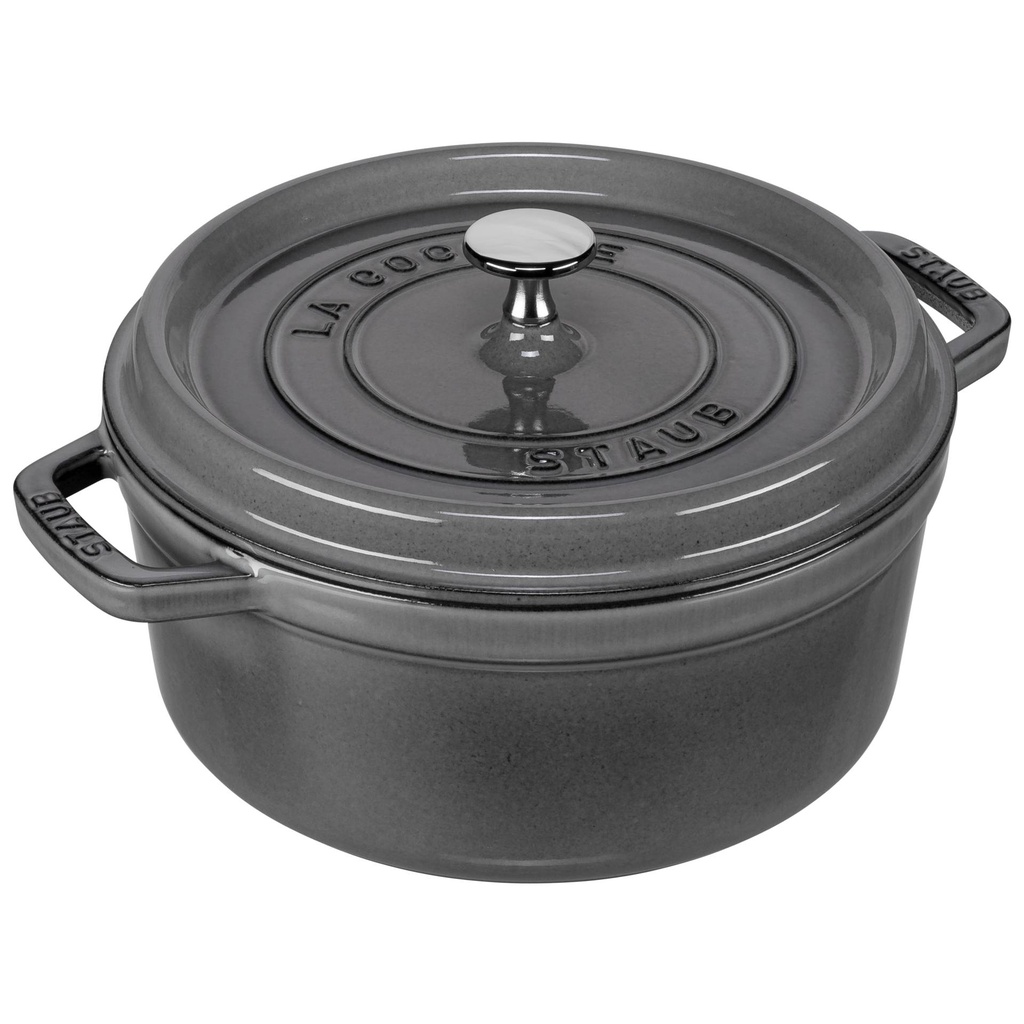 Staub Round Cocotte, 24cm cast iron, graphite grey