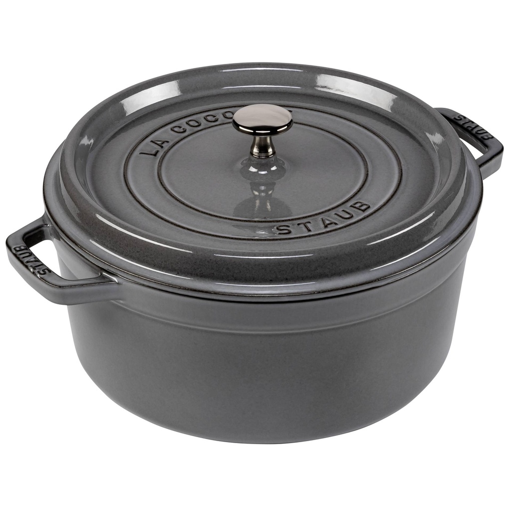 Staub Round Cocotte, 26cm cast iron, graphite grey
