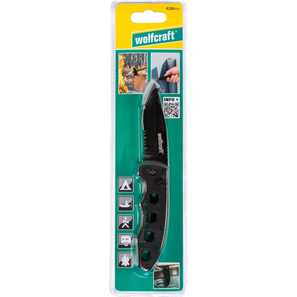 Wolfcraft Klappmesser mit gezackter Klinge 75 mm