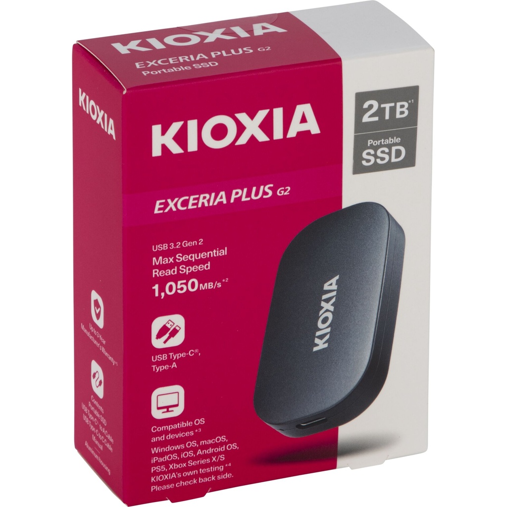 KIOXIA EXCERIA PLUS G2    2000GB Portable SSD USB 3.2 Gen2 Type C