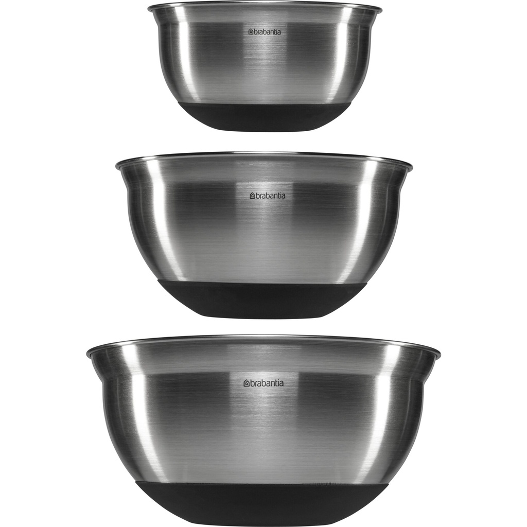 Brabantia Mixing Bowl Set steel matt black,    1, 1.6 & 3 litre