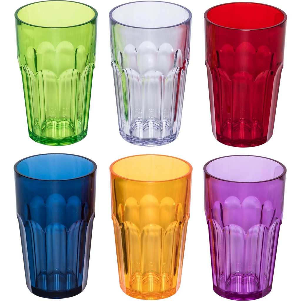 Guzzini HAPPY HOUR Set of 6 Tall Ground Tumblers Assorted Colors