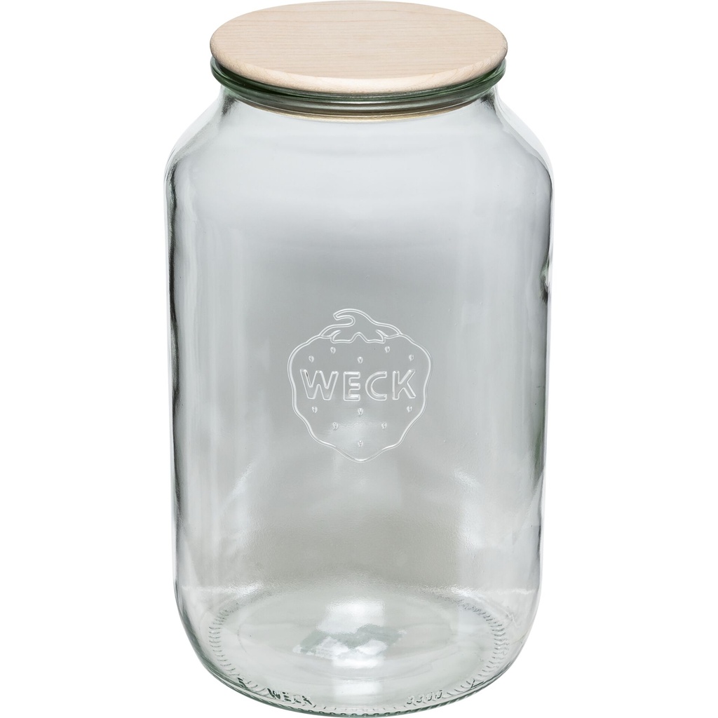 WECK Round Rim Jar 3l with Wooden Lid