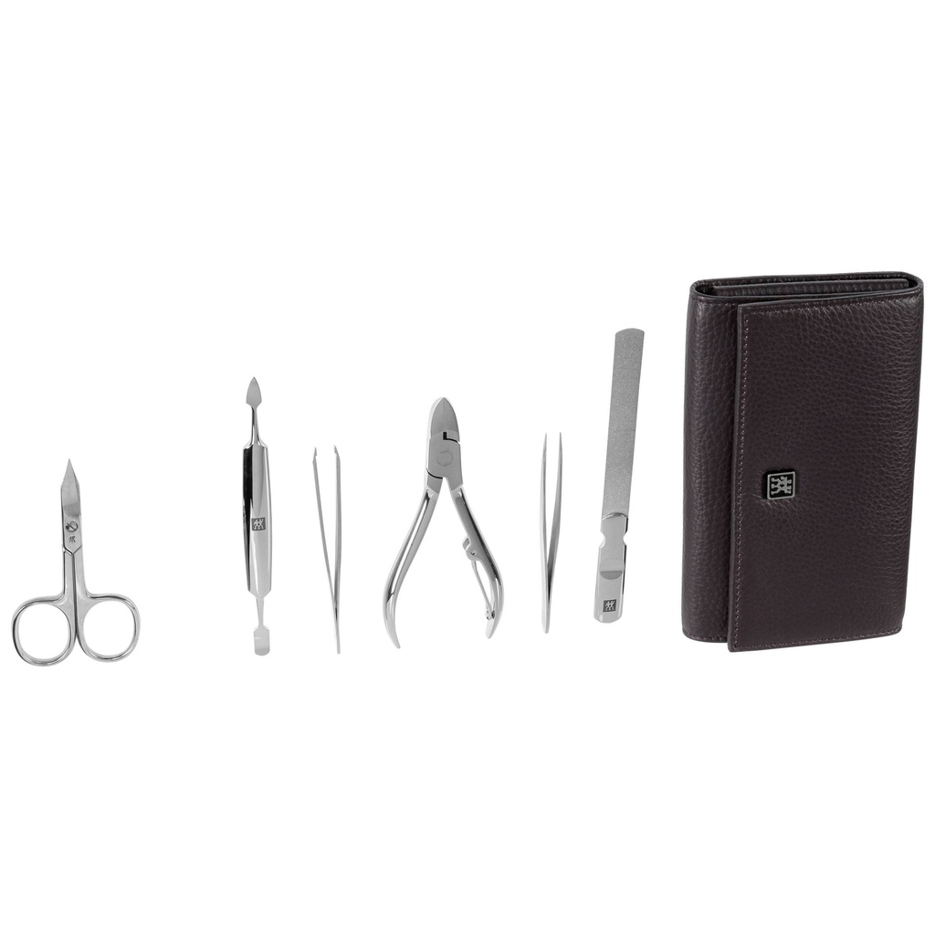 Zwilling CLASSIC snap fastener leather case, purple, 7 pcs.