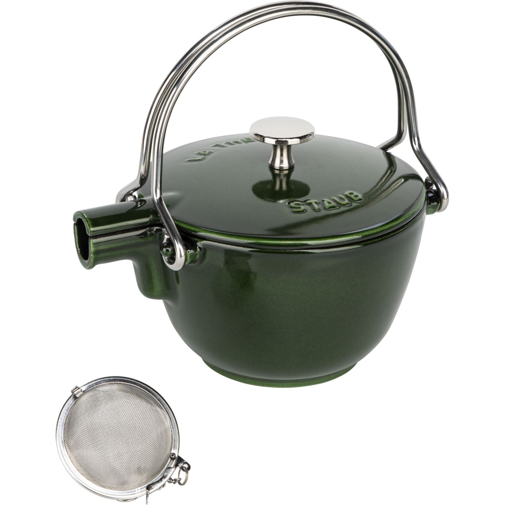 Staub Teekanne 1,15 L basilikum- grün Gusseisen, rund