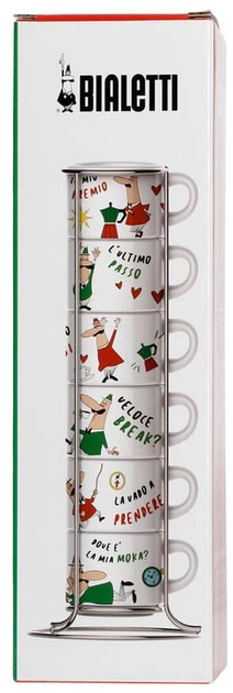 Bialetti Set 6 Cups Italia with metal stand