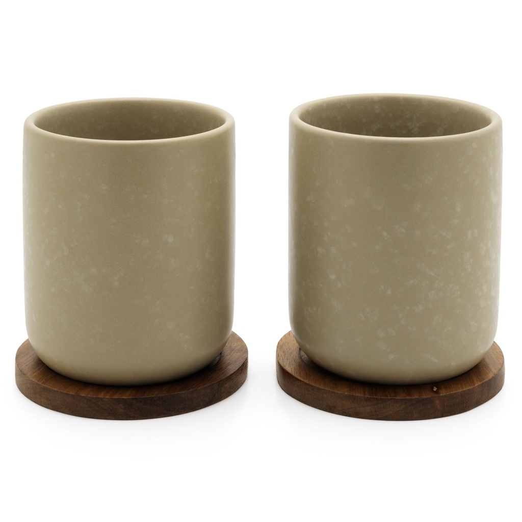 1x2 Bredemeijer Tea Cups Umea 200ml beige with coaster  142025