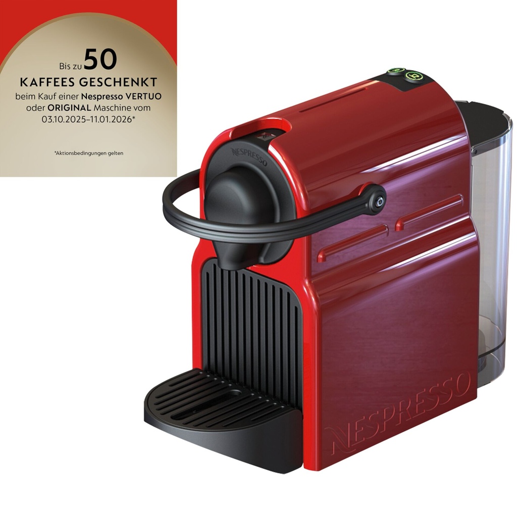 Nespresso XN 1005 Inissia Coffee Machine Ruby Red by Krups