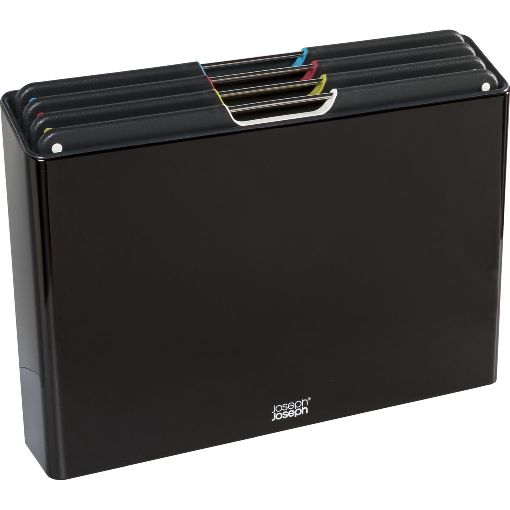 Joseph Joseph Folio SAteel 4-pc Chop.Board Set w.Black SST Case