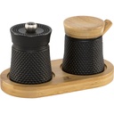 Peugeot Bali Fonte Pepper Mill Salt Cellar Tray 8cm BLACK