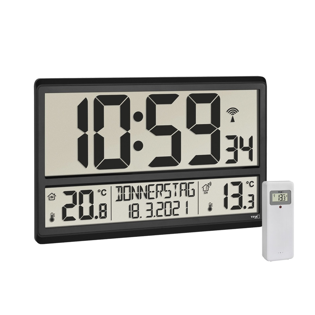 TFA 60.4521.01 XL Radio Clock with Indoor/Outdoor Temperature