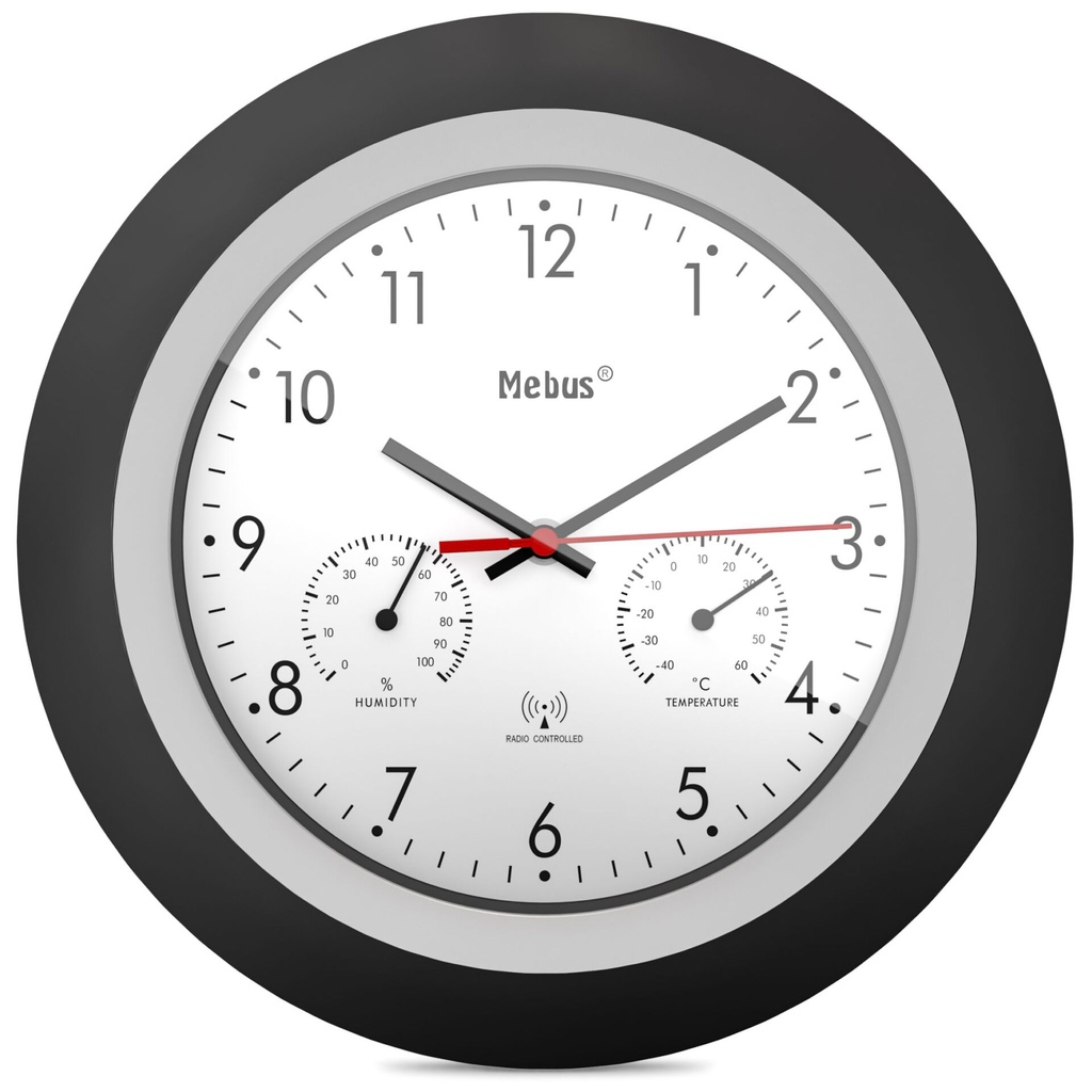 Mebus 19449 Radio controlled Wall Clock w. Thermo/Hygrometer