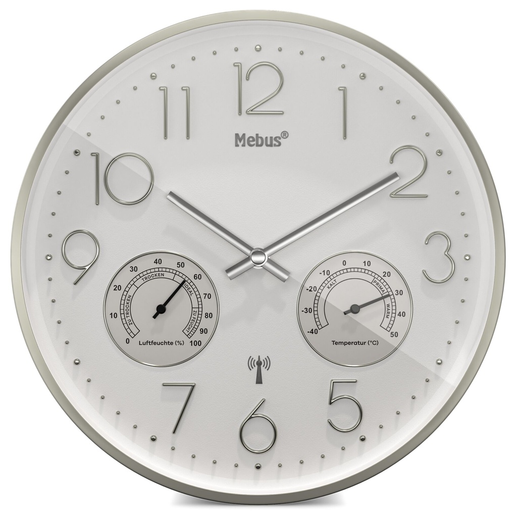Mebus 12989 radio wall clock with Thermo-Hygrometer