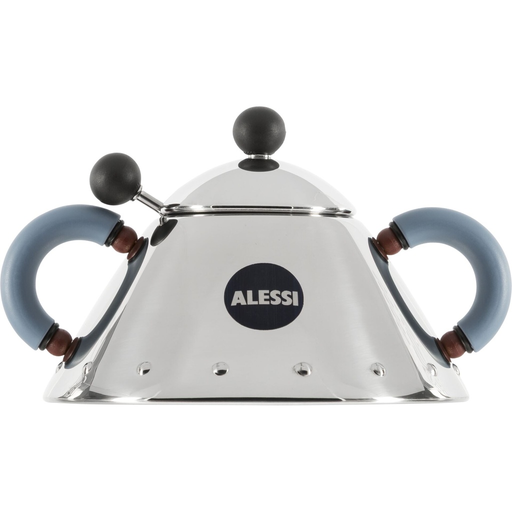 Alessi Sugar Bowl with spoon light blue 9097