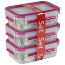 Emsa Food Clip&Close 515582 transp./pink 0,55l 3 piece Set