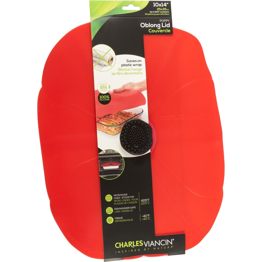 Charles Viancin Poppy 35x25 cm Silicone Lid Oblong red