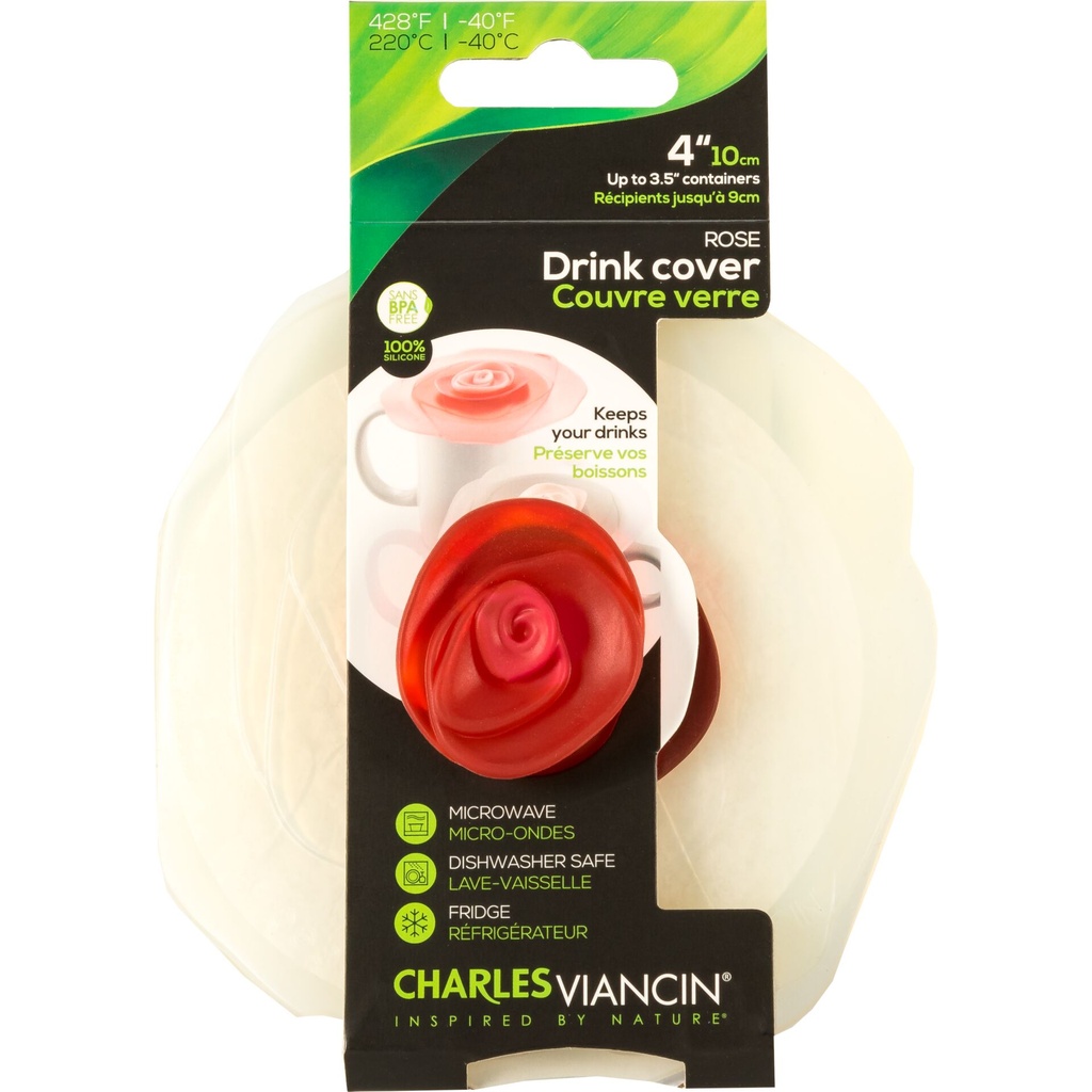 Charles Viancin ROSE 11,5 cm 2 Silicone Drink Covers white/red