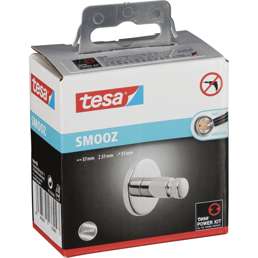 Tesa Smooz Adhesive Hook 40318 chrome, round design