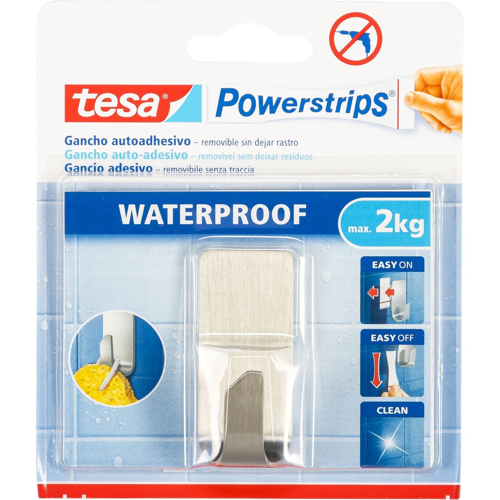Tesa Powerstrips Hook 59707 Waterproof Zoom Metal 2kg