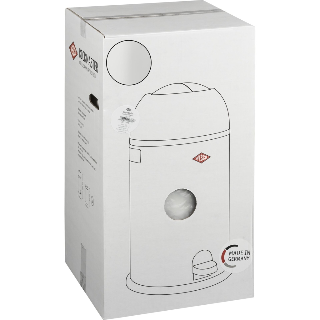 WESCO Kickmaster Soft Trash Bin white matt