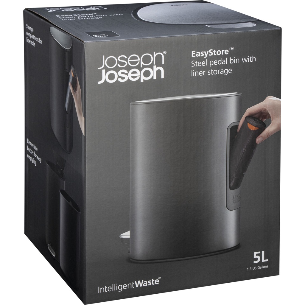 Joseph Joseph EasyStore 5L Matt Black Pedal Bin