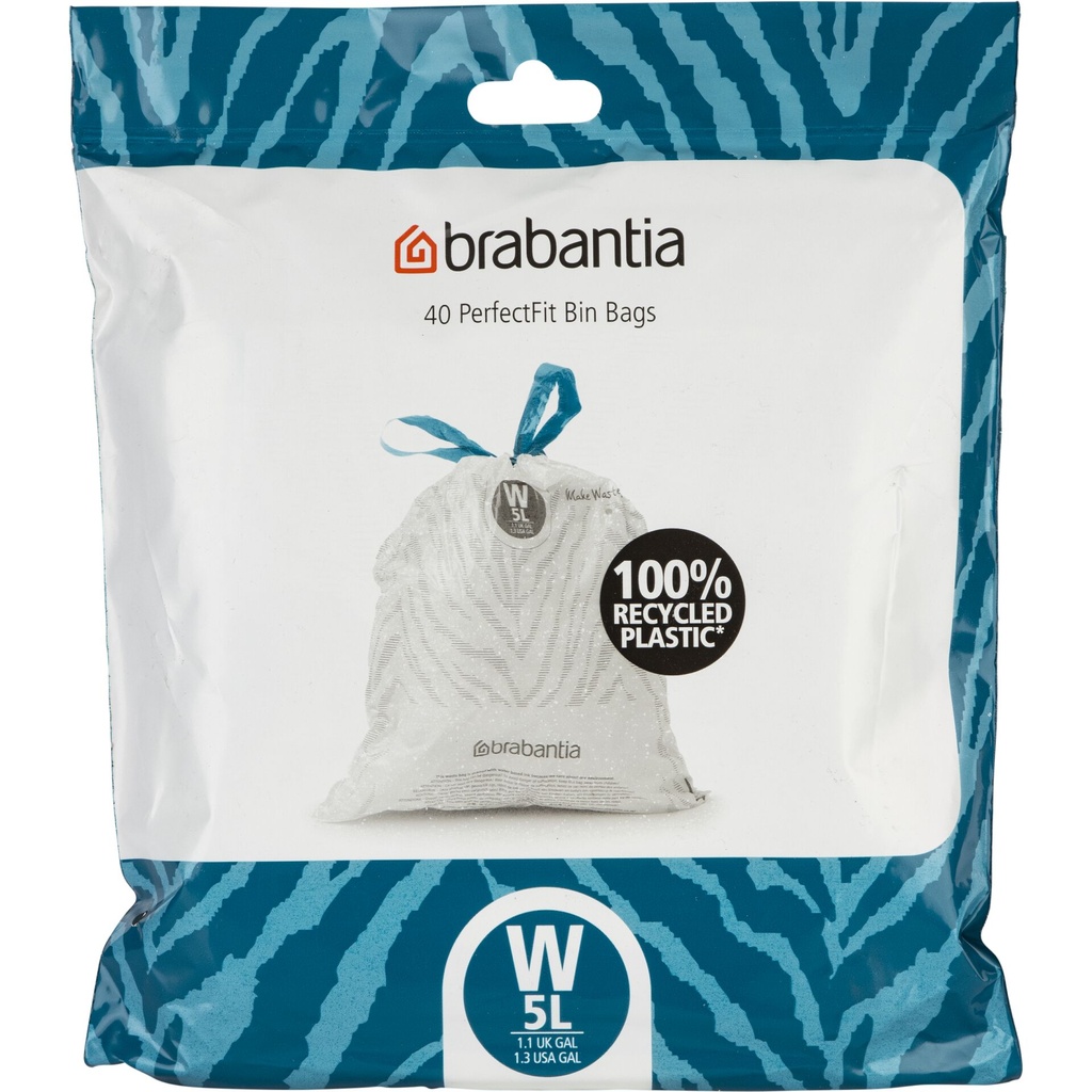Brabantia PerfectFit Trash Bag NewIcon, Code W (5 Liter)