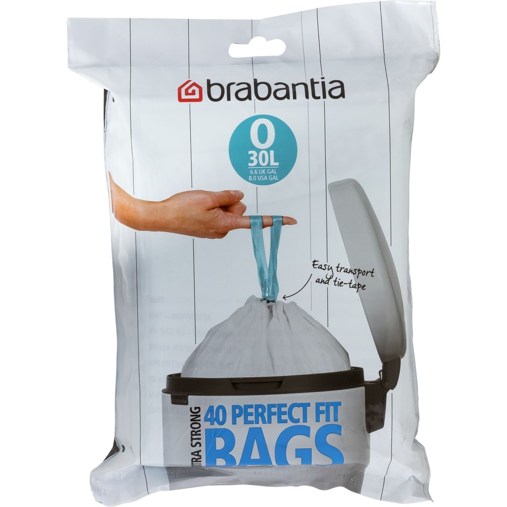 Brabantia PerfectFit Bin Liner Type O 30 L, 40 Bags