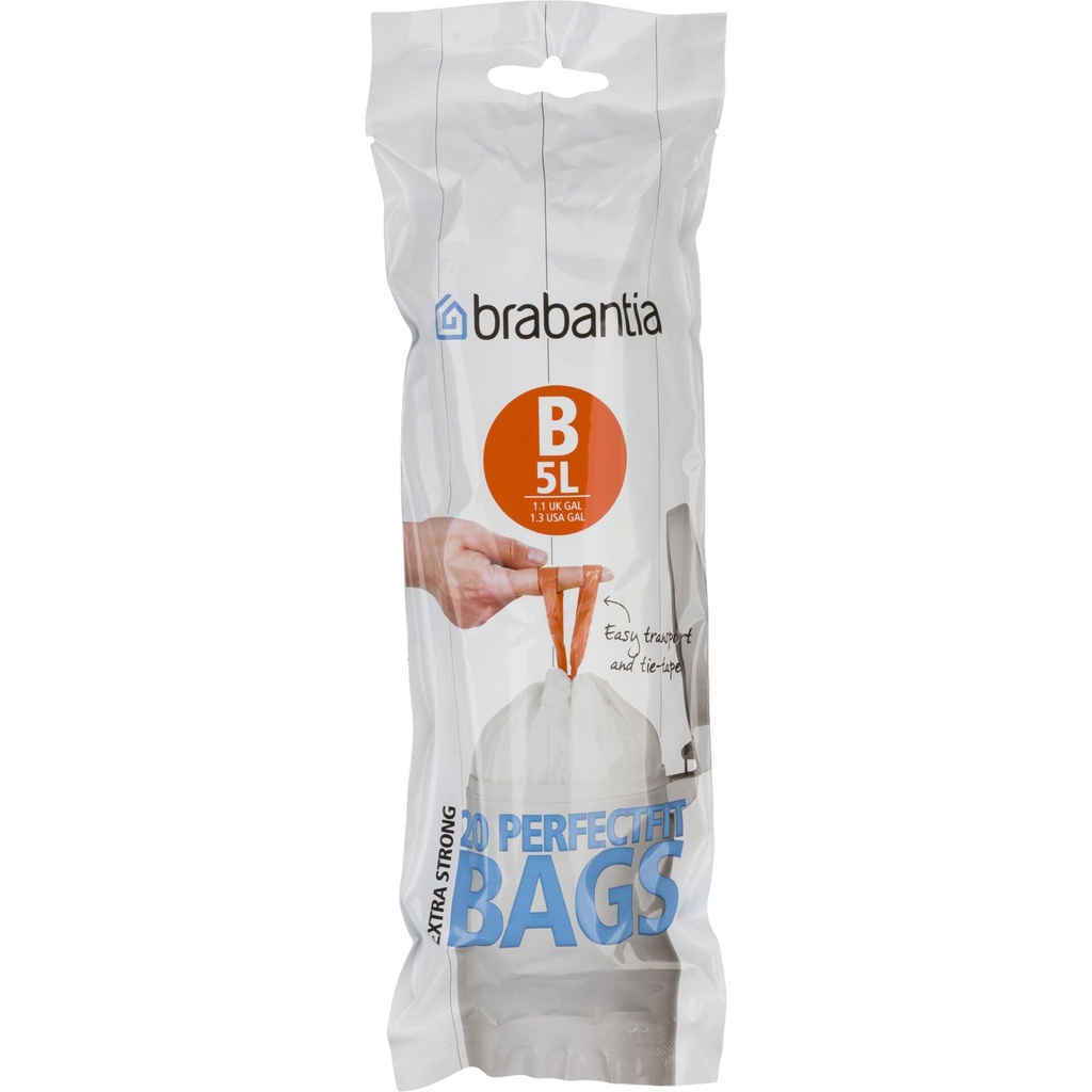 Brabantia PerfectFit Bin Liner Type B, 5 L, 20 Bags