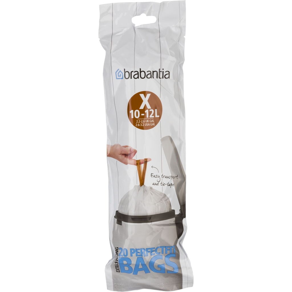 Brabantia PerfectFit Bin Liner Type X, 12 L, 20 Bags