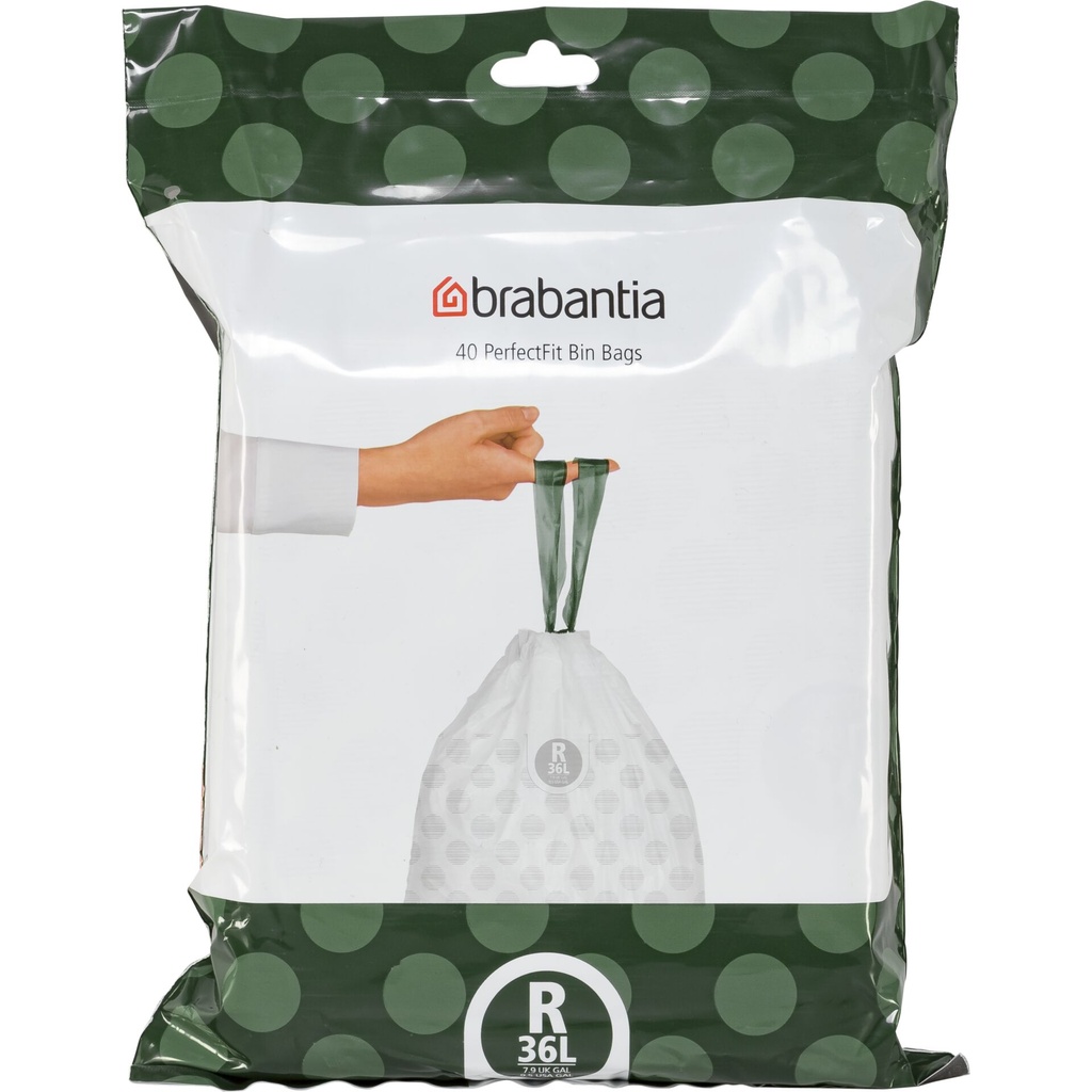 Brabantia PerfectFit Bin Liner Type R, 36 L, 40 Bags