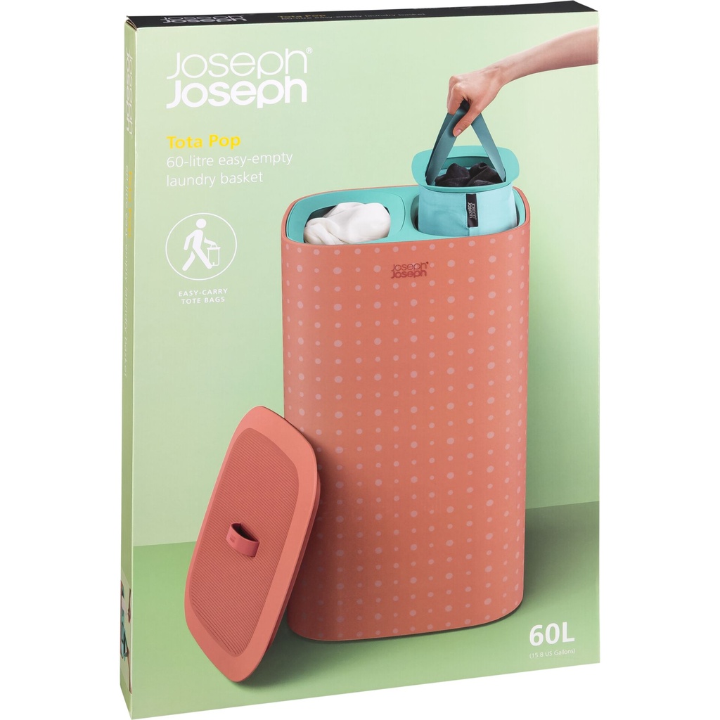 Joseph Joseph Tota Pop 60L Coral Laundry Separation Basket