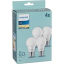 Philips LED Bulb E27 4-Pack 60W 2700K